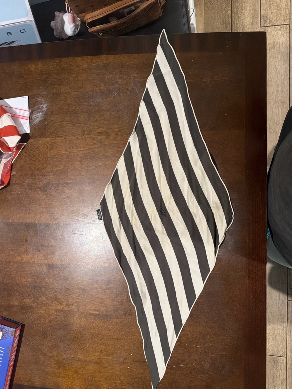 2 Hermes Diagonal Stripe Silk Scarf